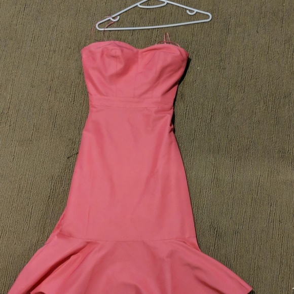 STRAPLESS RUFFLE-HEM DRESS IN FAILLE - Picture 3 of 6